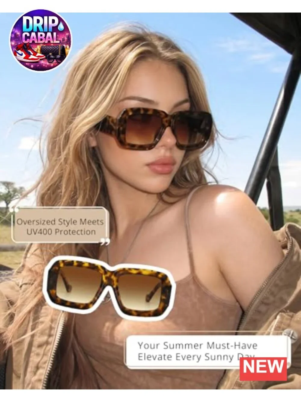 Oversized Chunky Square Sunglasses UV400 Protection for Women Lightweight